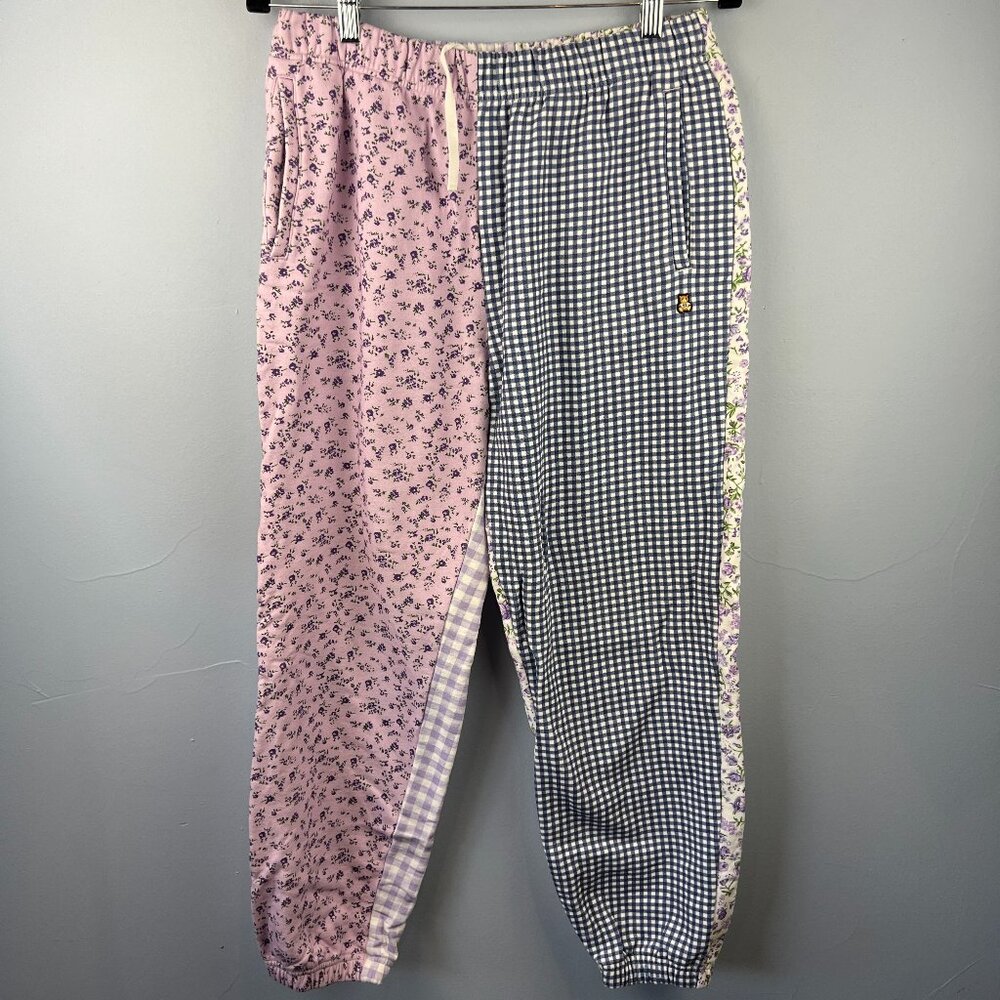 Teddy Fresh Patchwork Mixed Print Cotton Jogger‎ Pants Size L Pockets